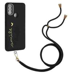 For Motorola Moto E20 Gilding Line TPU Phone Case with Strap(Black)