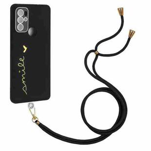 For Motorola Moto G60S Gilding Line TPU Phone Case with Strap(Black)
