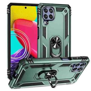 For Samsung Galaxy M53 5G Shockproof TPU + PC Phone Case with 360 Degree Rotating Holder(Dark Green)