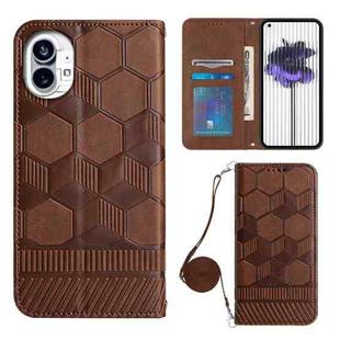 For Nothing Phone 1 Crossbody Football Texture Magnetic PU Phone Case(Brown)