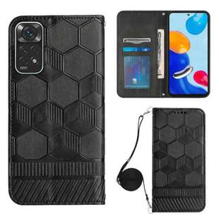 For Xiaomi Redmi Note 11 Global/Note 11S 4G Crossbody Football Texture Magnetic PU Phone Case(Black)