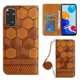 For Xiaomi Redmi Note 11 Global/Note 11S 4G Crossbody Football Texture Magnetic PU Phone Case(Khaki)