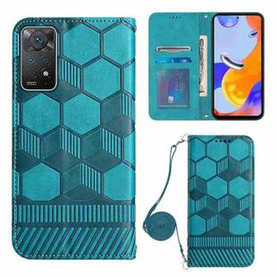 For Xiaomi Redmi Note 11 Pro/Redmi Note 11 Pro 5G/Redmi Note 11 Pro+ India Crossbody Football Texture Magnetic PU Phone Case(Light Blue)