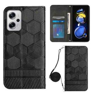 For Xiaomi Redmi Note 11T Pro Crossbody Football Texture Magnetic PU Phone Case(Black)