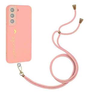 For Samsung Galaxy S21+ 5G Gilding Line TPU Phone Case with Strap(Pink)