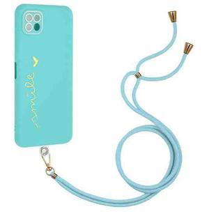 For Samsung Galaxy A22 5G / F42 5G / A22s 5G Gilding Line TPU Phone Case with Strap(Light Blue)