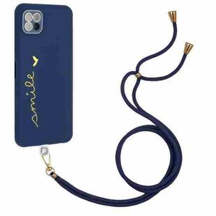 For Samsung Galaxy A22 5G / F42 5G / A22s 5G Gilding Line TPU Phone Case with Strap(Royal Blue)