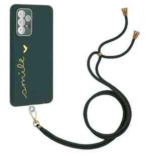 For Samsung Galaxy A32 5G / M32 5G Gilding Line TPU Phone Case with Strap(Dark Green)