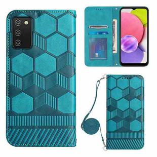 For Samsung Galaxy A03S 164mm India Crossbody Football Texture Magnetic PU Phone Case(Light Blue)