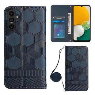 For Samsung Galaxy A13 5G Crossbody Football Texture Magnetic PU Phone Case(Dark Blue)