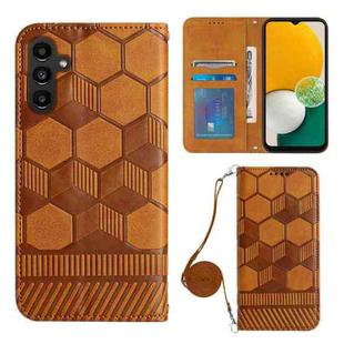 For Samsung Galaxy A13 5G Crossbody Football Texture Magnetic PU Phone Case(Khaki)