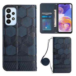 For Samsung Galaxy A23 5G Crossbody Football Texture Magnetic PU Phone Case(Dark Blue)