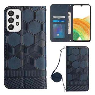 For Samsung Galaxy A33 5G Crossbody Football Texture Magnetic PU Phone Case(Dark Blue)