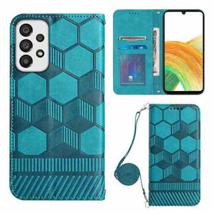 For Samsung Galaxy A33 5G Crossbody Football Texture Magnetic PU Phone Case(Light Blue)