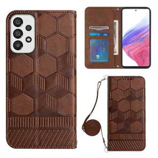For Samsung Galaxy A53 5G Crossbody Football Texture Magnetic PU Phone Case(Brown)