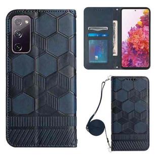 For Samsung Galaxy S20 FE Crossbody Football Texture Magnetic PU Phone Case(Dark Blue)