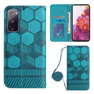 For Samsung Galaxy S20 FE Crossbody Football Texture Magnetic PU Phone Case(Light Blue)