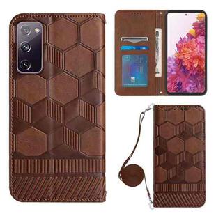 For Samsung Galaxy S20 FE Crossbody Football Texture Magnetic PU Phone Case(Brown)