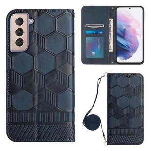 For Samsung Galaxy S21+ 5G Crossbody Football Texture Magnetic PU Phone Case(Dark Blue)