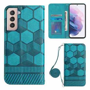 For Samsung Galaxy S21+ 5G Crossbody Football Texture Magnetic PU Phone Case(Light Blue)