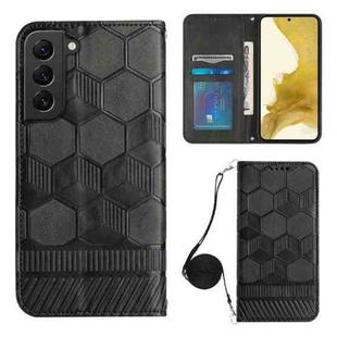 For Samsung Galaxy S22 5G Crossbody Football Texture Magnetic PU Phone Case(Black)