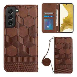 For Samsung Galaxy S22 5G Crossbody Football Texture Magnetic PU Phone Case(Brown)