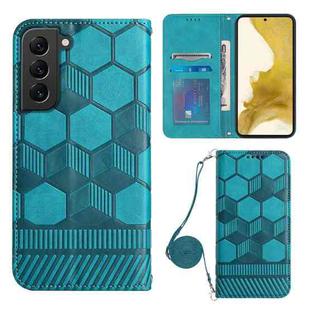 For Samsung Galaxy S22+ 5G Crossbody Football Texture Magnetic PU Phone Case(Light Blue)