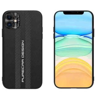 For iPhone 11 Carbon Fiber Texture Plain Leather Phone Case (Black)