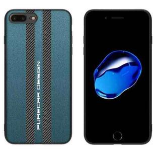Carbon Fiber Texture Plain Leather Phone Case For iPhone 8 Plus / 7 Plus(Dark Green)
