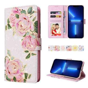 For iPhone 13 Pro Max Bronzing Painting RFID Leather Case (Rose Flower)