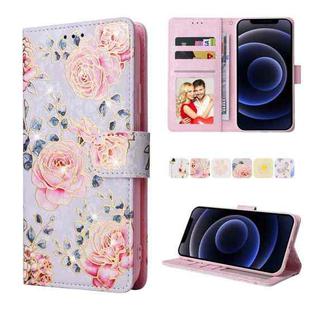 For iPhone 12 mini Bronzing Painting RFID Leather Case (Pastoral Rose)