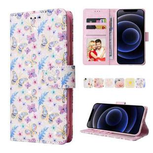 For iPhone 12 mini Bronzing Painting RFID Leather Case (Pansies)
