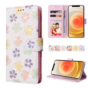 For iPhone 12 / 12 Pro Bronzing Painting RFID Leather Case(Bloosoming Flower)