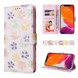 For iPhone 12 Pro Max Bronzing Painting RFID Leather Case(Bloosoming Flower)