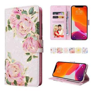 For iPhone 12 Pro Max Bronzing Painting RFID Leather Case(Rose Flower)