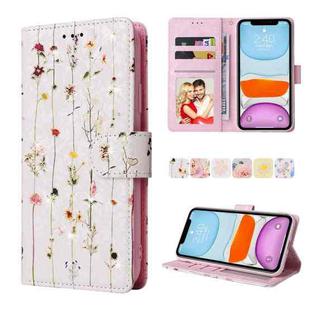 For iPhone 11 Bronzing Painting RFID Leather Case (Dreid Flower World)