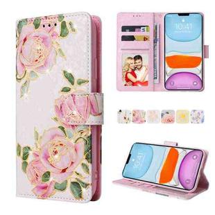 For iPhone 11 Pro Bronzing Painting RFID Leather Case(Pastoral Rose)