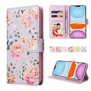 For iPhone 11 Pro Bronzing Painting RFID Leather Case(Rose Flower)