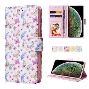 For iPhone XS Max Bronzing Painting RFID Leather Case(Pansies)