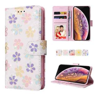 For iPhone X / XS Bronzing Painting RFID Leather Case(Bloosoming Flower)