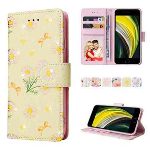 Bronzing Painting RFID Leather Case For iPhone SE 2022 / SE 2020 / 7 / 8(Yellow Daisy)