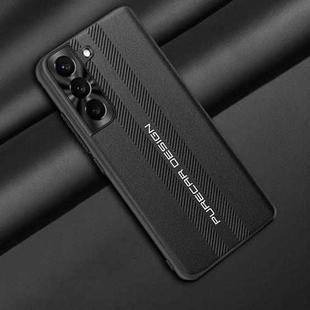 For Samsung Galaxy S22+ 5G Carbon Fiber Texture Plain Leather Phone Case(Black)