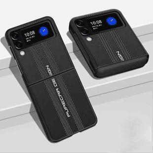 For Samsung Galaxy Z Flip3 5G Carbon Fiber Texture Plain Leather Phone Case(Black)