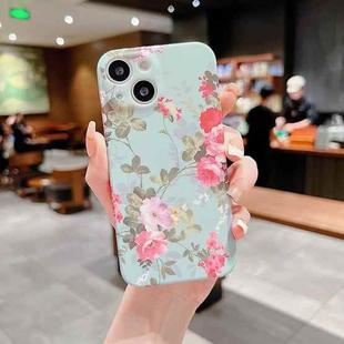 For iPhone 14 Small Floral TPU Phone Case (Mint Green)