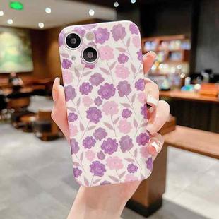 For iPhone 14 Plus Small Floral TPU Phone Case (Purple Pink)
