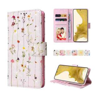 For Samsung Galaxy S22 Plus Bronzing Painting RFID Leather Case(Dreid Flower World)