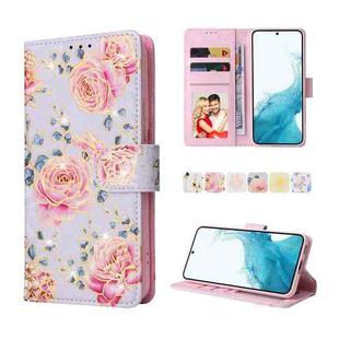 For Samsung Galaxy S22 Bronzing Painting RFID Leather Case(Pastoral Rose)