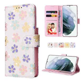 For Samsung Galaxy S21 Plus Bronzing Painting RFID Leather Case(Bloosoming Flower)