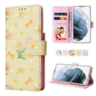 For Samsung Galaxy S21 Plus Bronzing Painting RFID Leather Case(Yellow Daisy)
