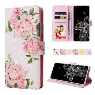 For Samsung Galaxy S20 Ultra Bronzing Painting RFID Leather Case(Rose Flower)
